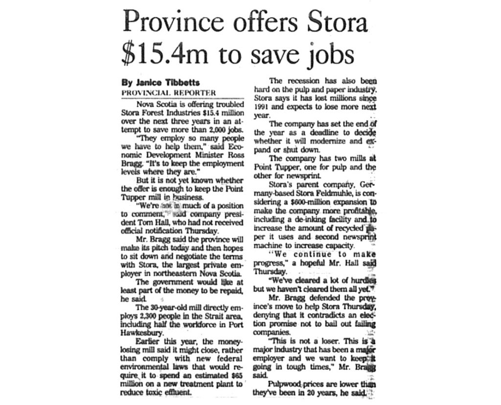 December 17: Province offers Stora 15.4 million to save jobs